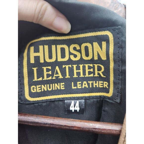 Vintage Hudson Leather genuine motorcycle bike snap Two-Tone Black & Brown Vest - Picture 2 of 3